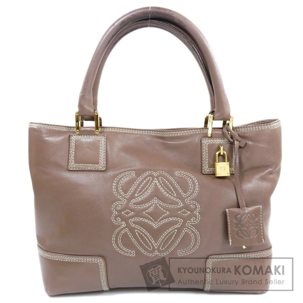Loewe Fusta 28 Tote Prominent Embroidered Anagram Brown